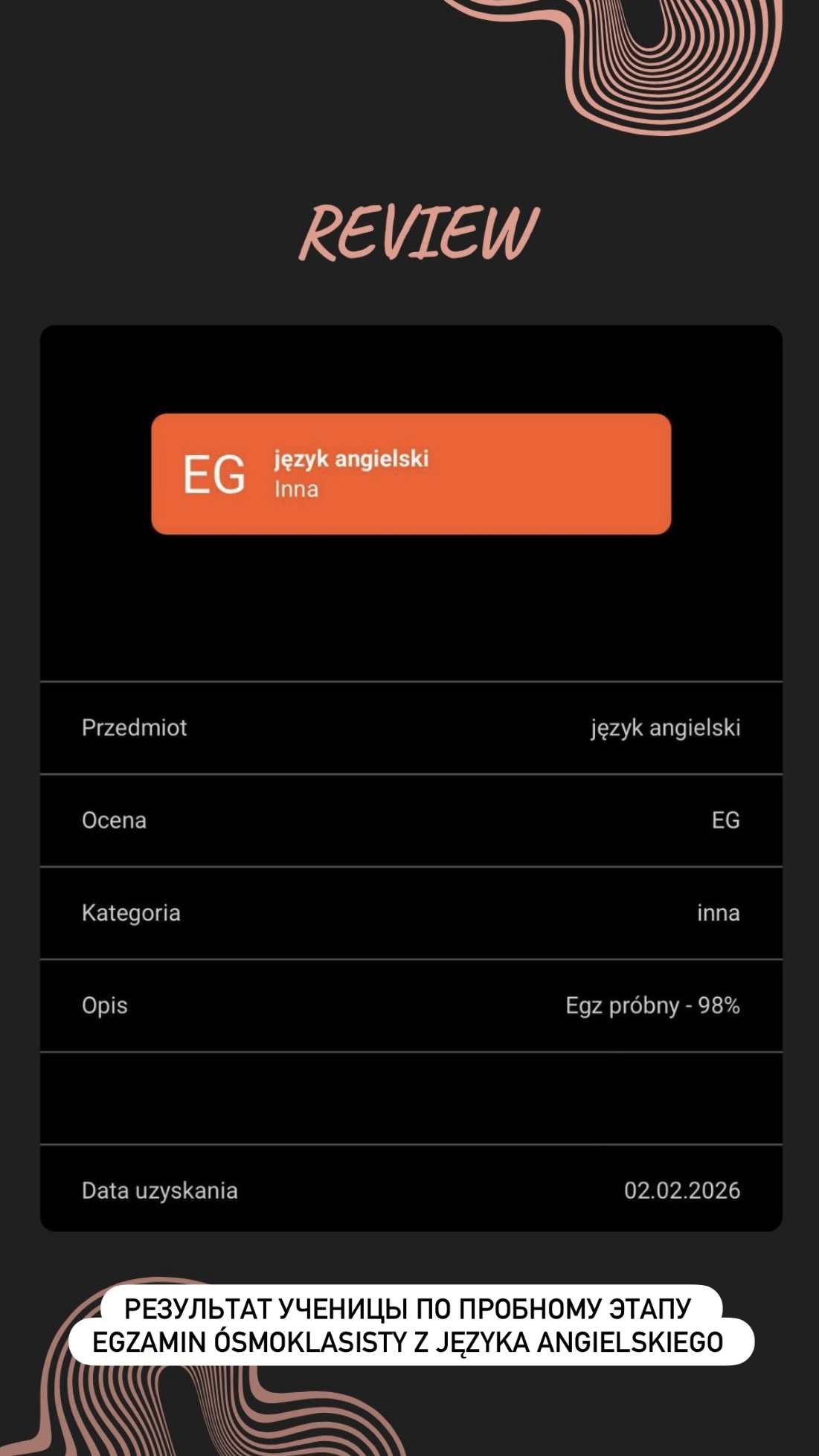 Egzamin ósmoklasisty — пробный этап 98%